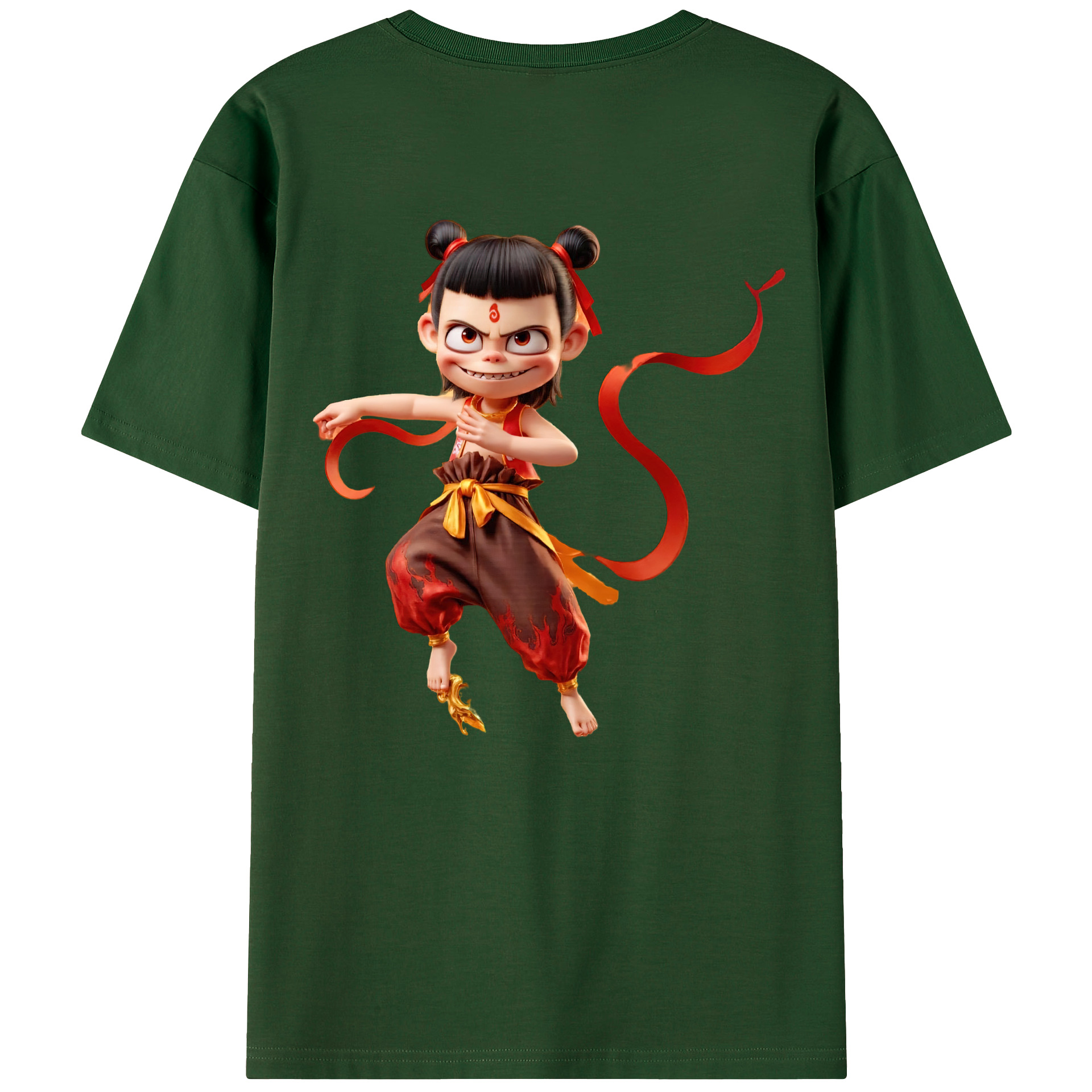 （画像用） Ne Zha 2 ナタ 魔童の大暴れ 綿100％半袖Tシャツ（背面プリント）